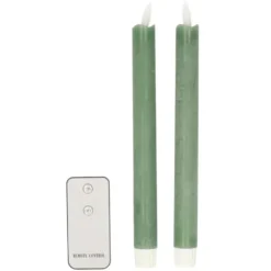 Anna's Collection LED dinerkaarsen - 2x - jade groen - 23 cm