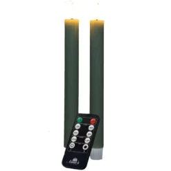 Anna's Collection LED dinerkaarsen - 2x - jade groen - ribbel