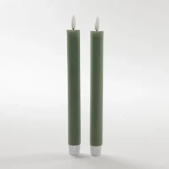 Anna's Collection LED dinerkaarsen - 2x - jade groen - ribbel