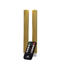 Anna's Collection LED dinerkaarsen - 2x - goud - ribbel