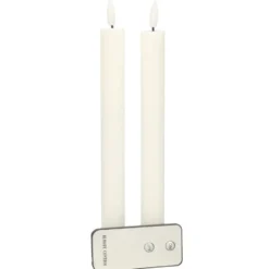 Anna's Collection Led dinerkaarsen - 2x st - wit - ribbel - 23 cm
