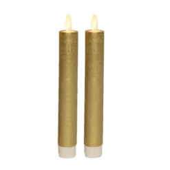 Anna's Collection LED dinerkaarsen - 2x - goud - 18 cm