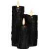 Anna's collection LED druipkaarsen set - 3x - zwart - 16 x 11 cm