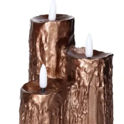 Anna's collection LED druipkaarsen - 3x - brons - 16 x 11 cm