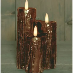 Anna's collection LED druipkaarsen - 3x - brons - 16 x 11 cm
