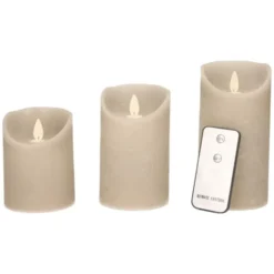 Anna's Collection LED kaarsen - 3x taupe - afstandsbediening