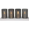 Anna's Collection LED kaarsen in glas -4x - grijs -oplaadstation