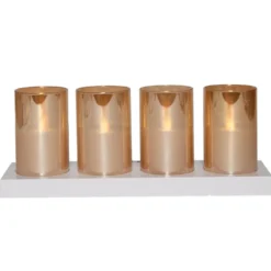Anna's Collection LED kaarsen in glas -4x - oranje -oplaadstation