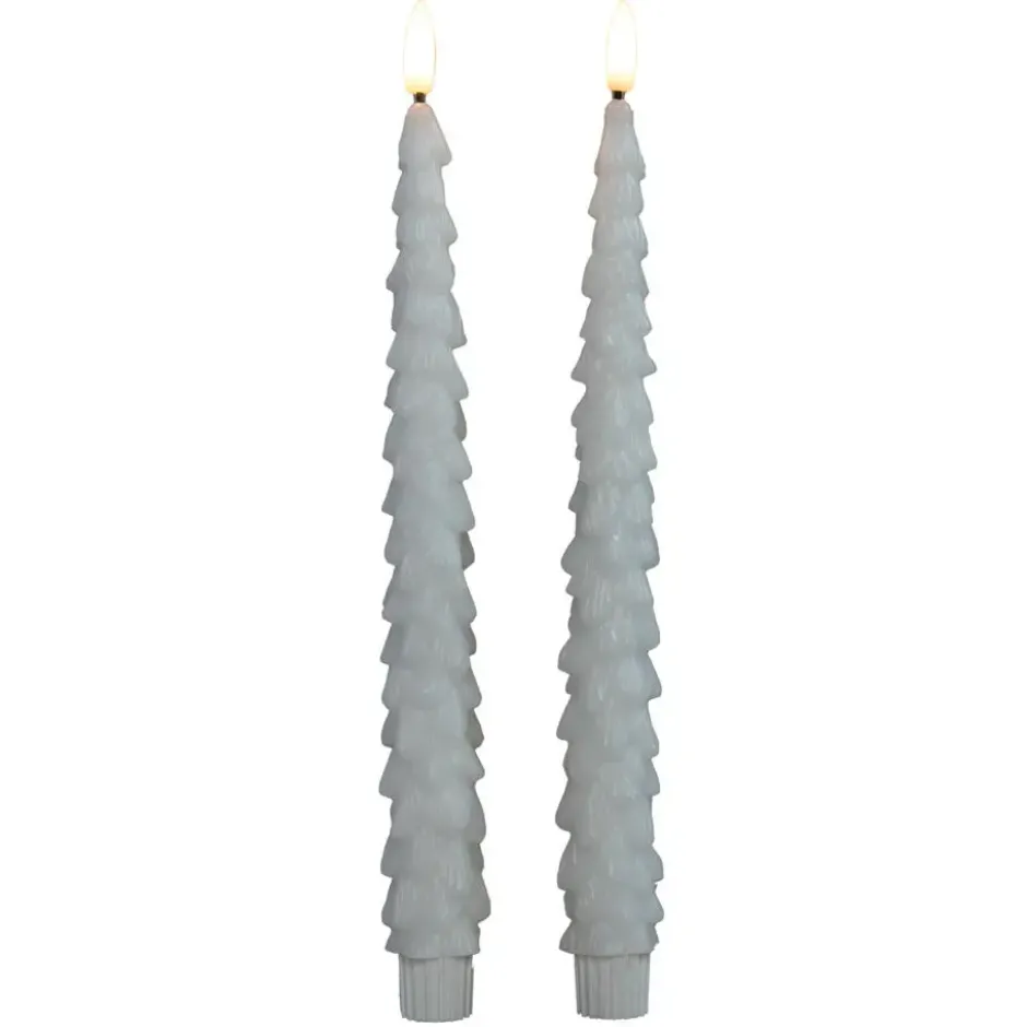 Anna's Collection LED kerstboom dinerkaarsen - 2x - wit - 27 cm