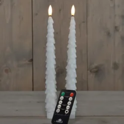 Anna's Collection LED kerstboom dinerkaarsen - 2x - wit - 27 cm