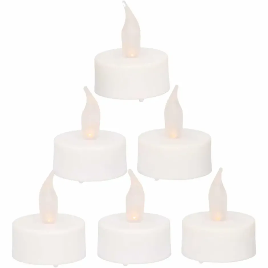 Anna's Collection LED theelichtjes - 6x stuks - wit - kaarsen