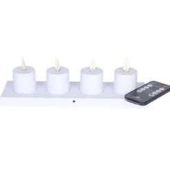 Anna's Collection Oplaadbare LED theelichtjes - 4x - wit - H6 cm