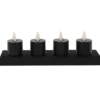 Anna's Collection Oplaadbare LED theelichtjes - 4x - zwart -H6 cm