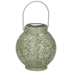 Anna's Collection Solar lantaarn - groen - metaal - D15 x H16 cm
