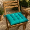 Anna's collection Stoelkussen - turquoise blauw- 38 x 38 cm