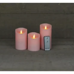 Anna's Collection Stompkaarsen - 3x - roze - LED kaarsen