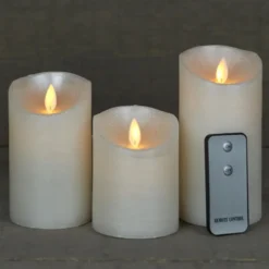 Anna's Collection Stompkaarsen - 3x - creme/parel wit - LED