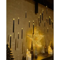 Anna's collection Zwevende LED kaarsen - 5x - zwart - 28 cm