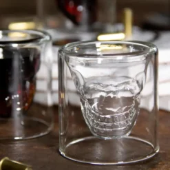 Aretica Shot glaasje Skull set van 4 glas -