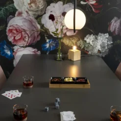 Aretica Whiskey glas met houten onderzetter - Bruin - set van 2