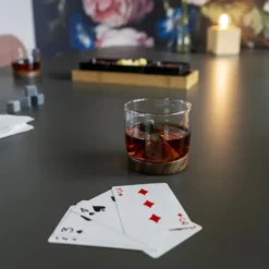 Aretica Whiskey glas met houten onderzetter - Bruin - set van 2