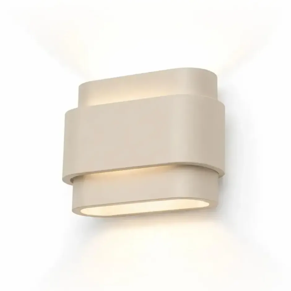 Artdelight Wandlamp Metz - 2 lichts - beige - 9x16 cm