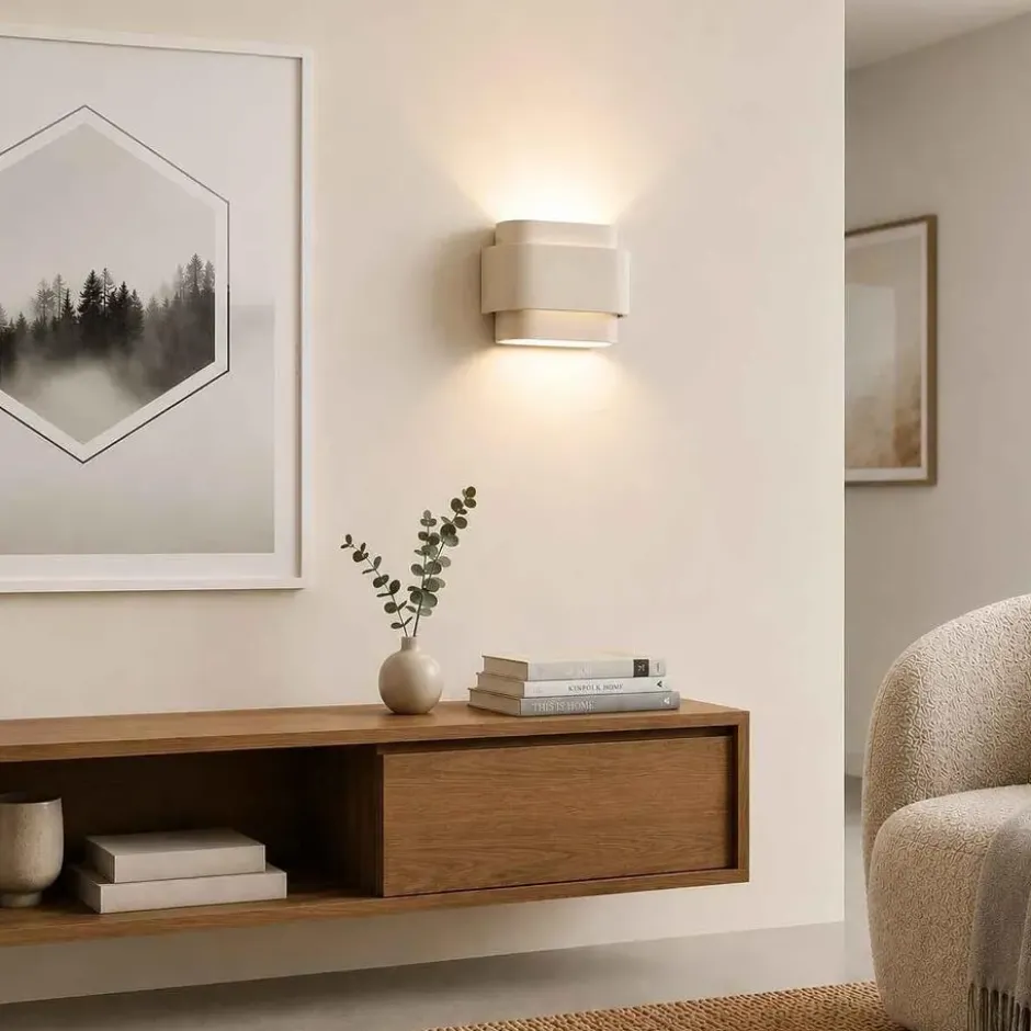 Artdelight Wandlamp Metz - 2 lichts - beige - 9x16 cm