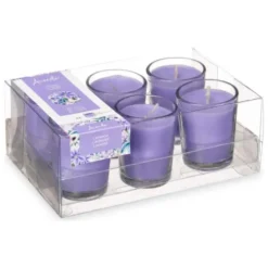 Arte regal geurkaarsen - 6x - lavendel geur - paars - 8 branduren