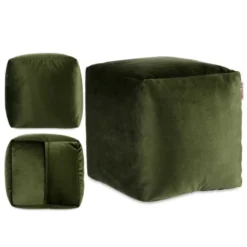 Arte Regal Poef - fluweel - donkergroen - 30 x 30 cm - vierkant
