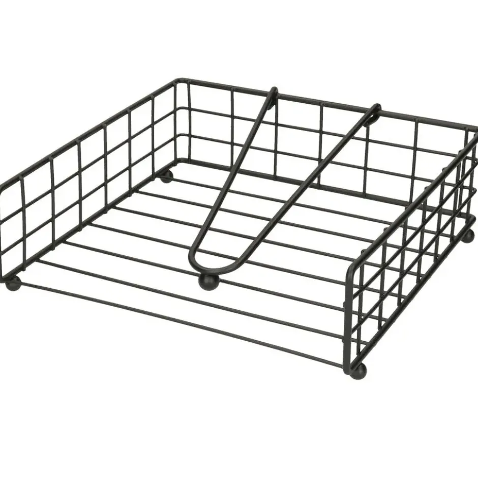 Artex Servettenhouder met stop - zwart - metaal - 21 cm