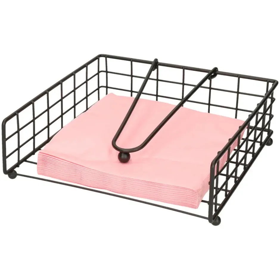 Artex Servettenhouder met stop - zwart - metaal - 21 cm