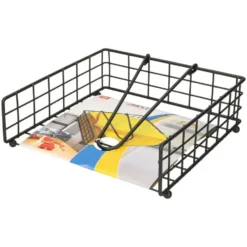 Artex Servettenhouder met stop - zwart - metaal - 21 cm