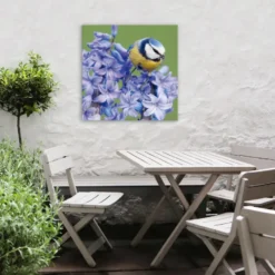 Art for the Home Buitencanvas Vogel op een bloem 70x50cm