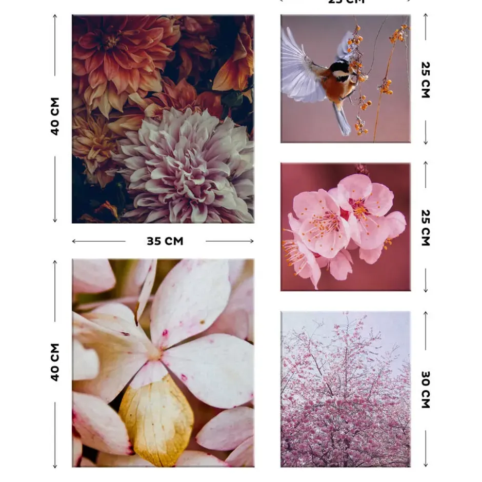 Art for the Home Zee van Bloemen Canvas Set van 5 80x60 cm
