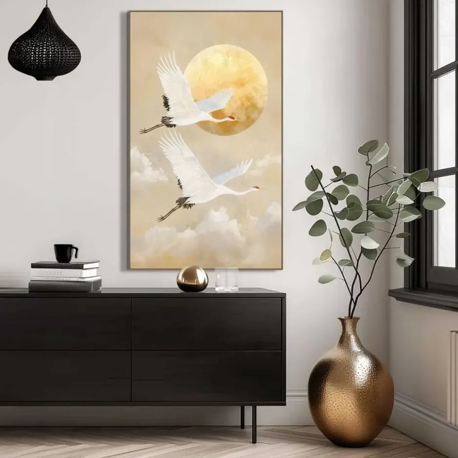 Art Frame Vogels onder de maan - 118 x 70 - Bruin