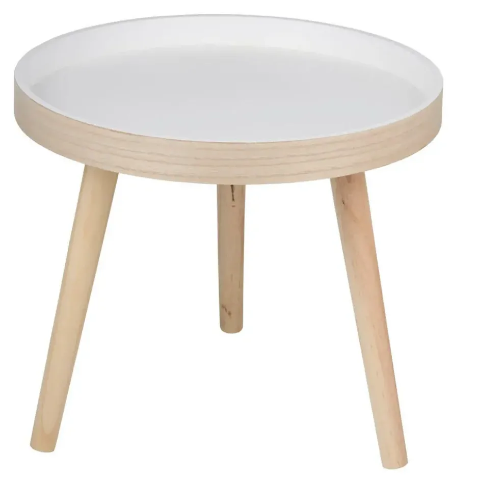 Arti Casa Bijzettafel - plantverhoger - wit - hout - 40 x 36 cm