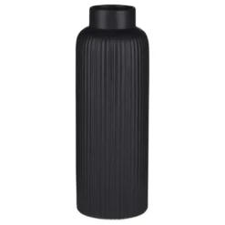 Articasa fles Bloemenvaas Gomera - zwart - 10 x 28 cm - keramiek