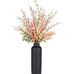 Articasa fles Bloemenvaas Gomera - zwart - 8 x 23 cm - keramiek