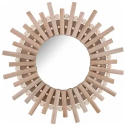 Arti Casa wandspiegel zonnetje - hout - D30 cm - wand decoratie