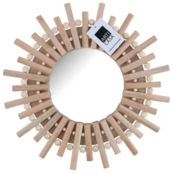 Arti Casa wandspiegel zonnetje - hout - D30 cm - wand decoratie