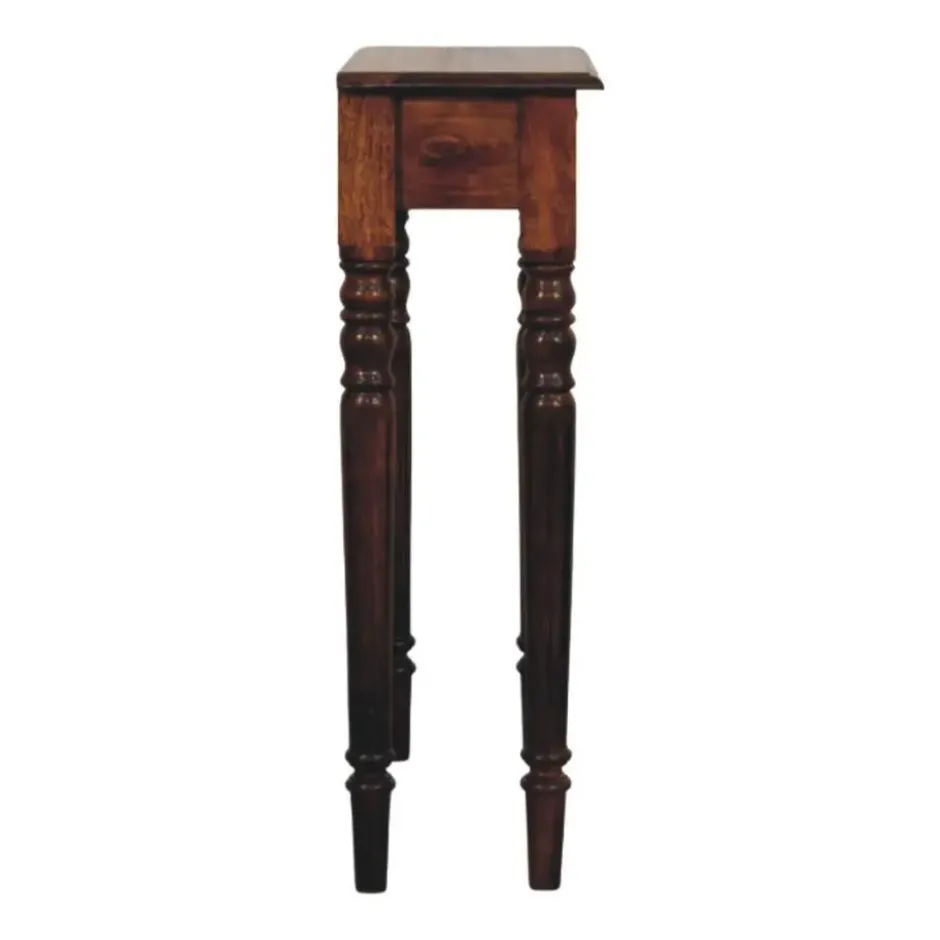 Artisan Furniture Massief Houten Console, Gedraaide Poten, 1 Lade, Donkerbruin