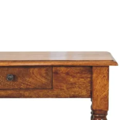 Artisan Furniture Massief Houten Console, Gedraaide Poten, 1 Lade, Donkerbruin