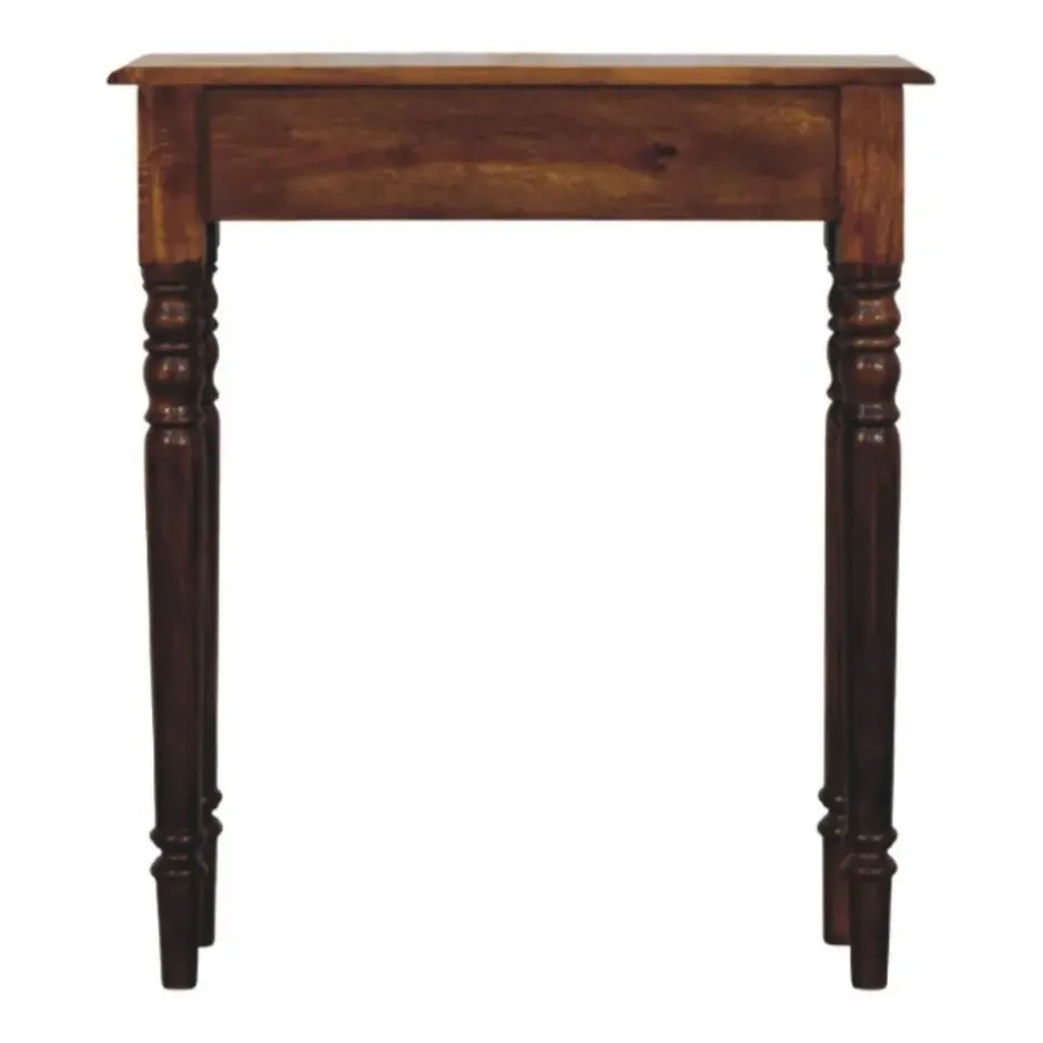 Artisan Furniture Massief Houten Console, Gedraaide Poten, 1 Lade, Donkerbruin