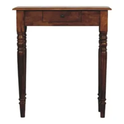 Artisan Furniture Massief Houten Console, Gedraaide Poten, 1 Lade, Donkerbruin