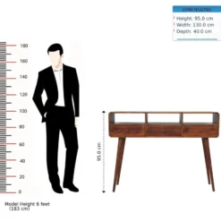 Artisan Furniture Massief Hout Triple Curved Chestnut Consoletafel