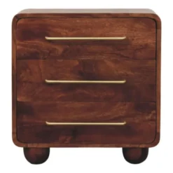 Artisan Furniture Massief Houten 3-Lades Rond Chest, Bruin