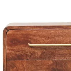 Artisan Furniture Massief Houten 3-Lades Rond Chest, Bruin