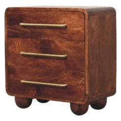 Artisan Furniture Massief Houten 3-Lades Rond Chest, Bruin