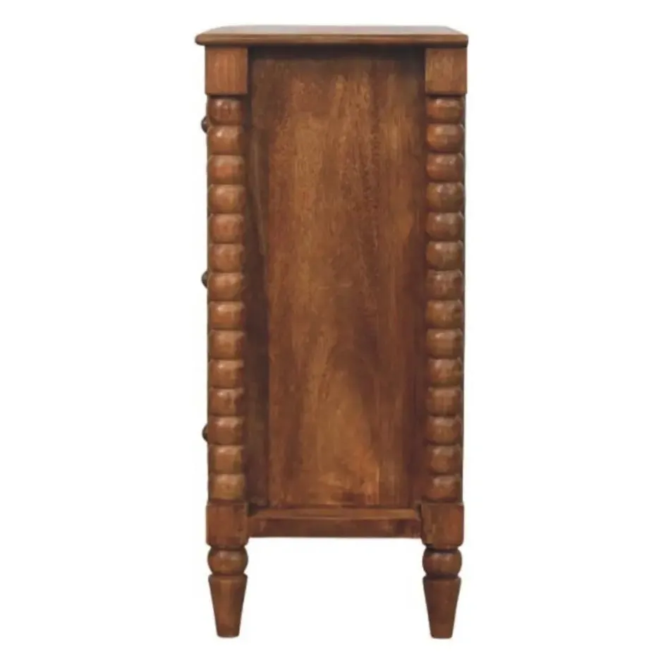 Artisan Furniture Massief Hout Spindel Kast, 3 Lades, Beige