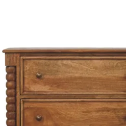 Artisan Furniture Massief Hout Spindel Kast, 3 Lades, Beige